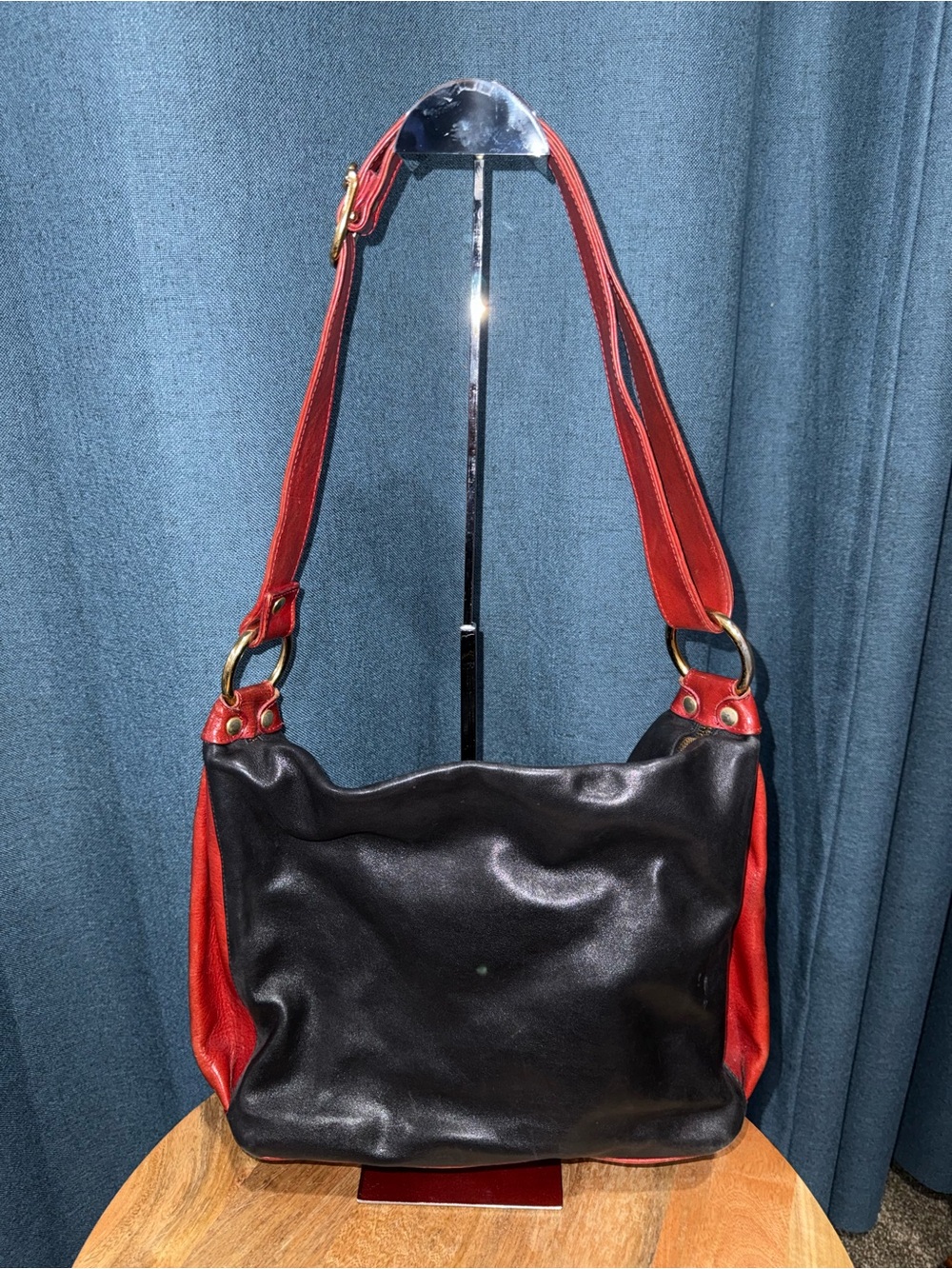 Marino Orlandi Black and Red Leather Shoulder Bag
